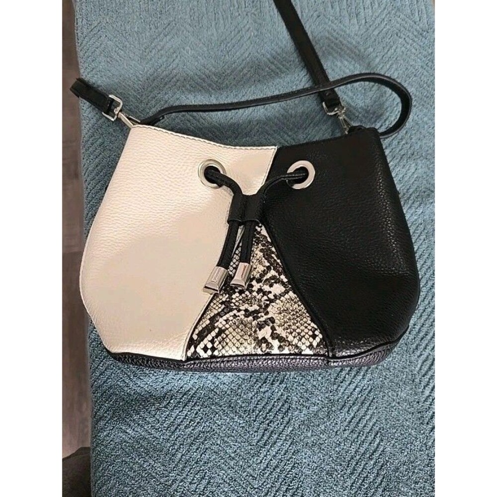 Steve Madden Women's White and Black Snakeprint Crossbody Purse